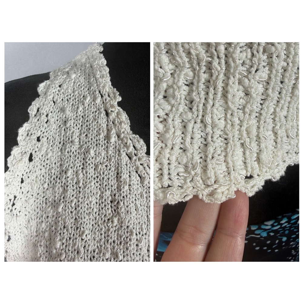 Vtg 90s Y2K EXPRESS Crochet Halter Top Med White Knit Beaded Tie Back Fairy Boho - Picture 7 of 8